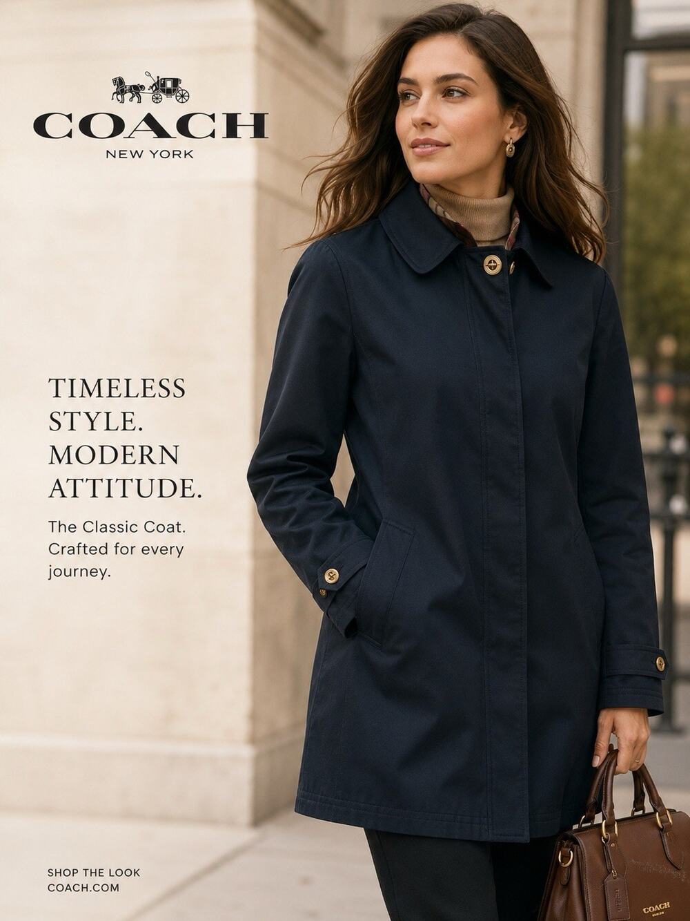 COACH Women's Walker Black Turnlock Kisslock Tattersall Lining Car Coat Sz M